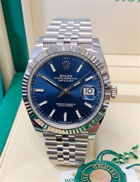 rolex blue dial price|rolex 41mm datejust blue dial.